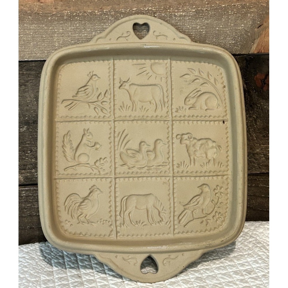 Vintage 1990 Square Brown Bag Cookie Art Shortbread Mold animal crackers‎